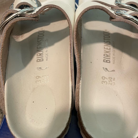 Birkenstock Women's Arizona Big Buckle Slide White Sandals with Silver Buckles - Picture 9 of 11